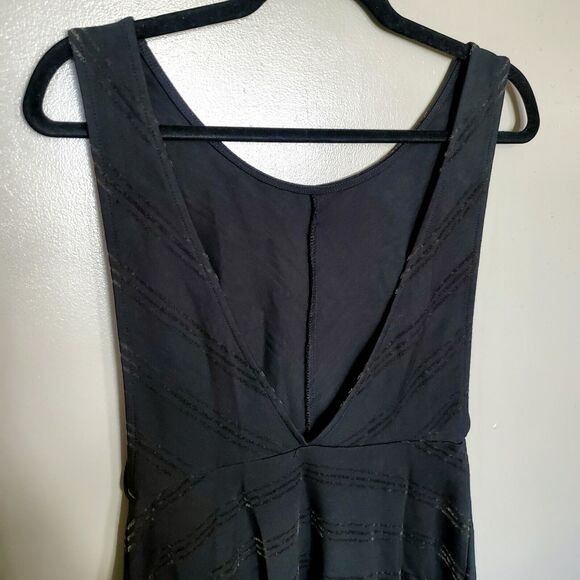 Free People Mini Dress Women's Size Medium Black Striped Cut Out Sleeveless - Picture 6 of 12